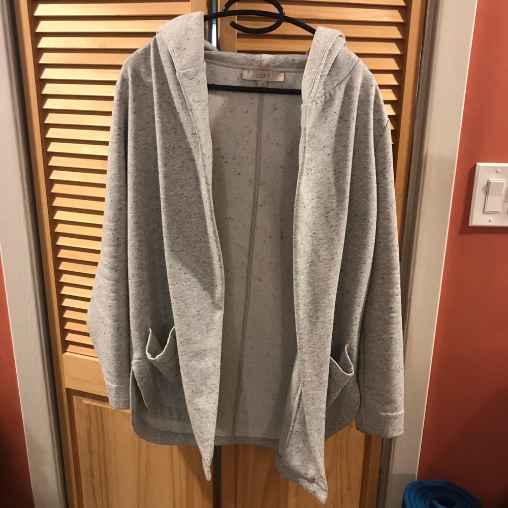 Light Grey Loft Hooded Pocketed Cardigan